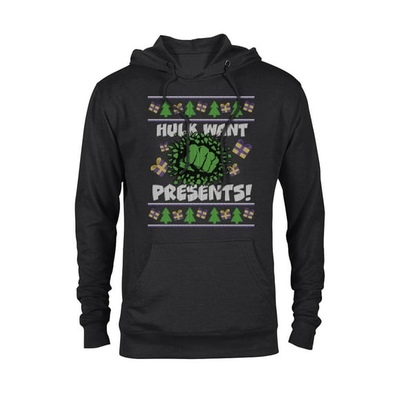 Marvel Hulk Smash Presents Holiday - Pullover Hoodie for Adults - Customized-Black
