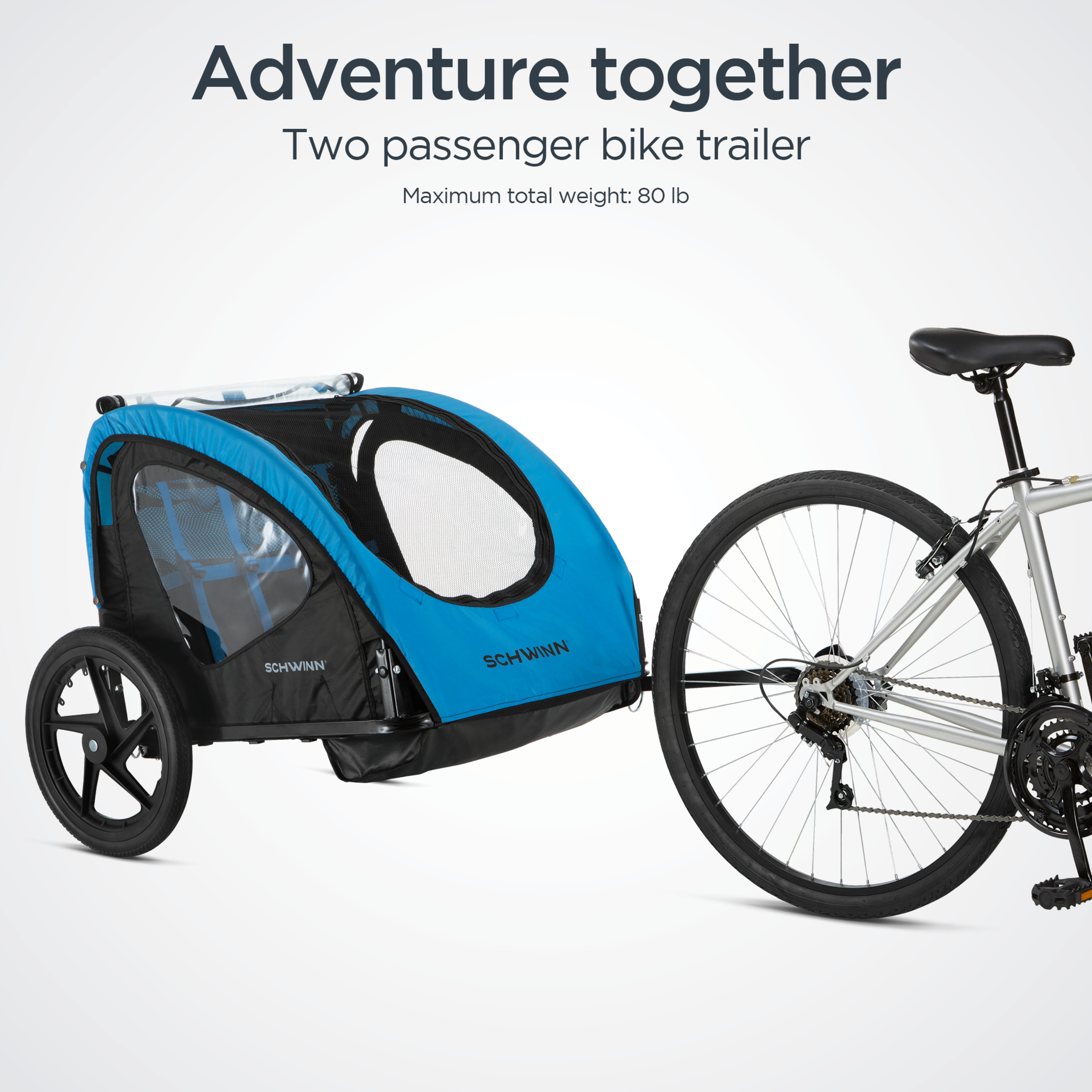 Schwinn Shuttle Foldable Bike Trailer for 2 Passengers, Blue & Black - image 5 of 7