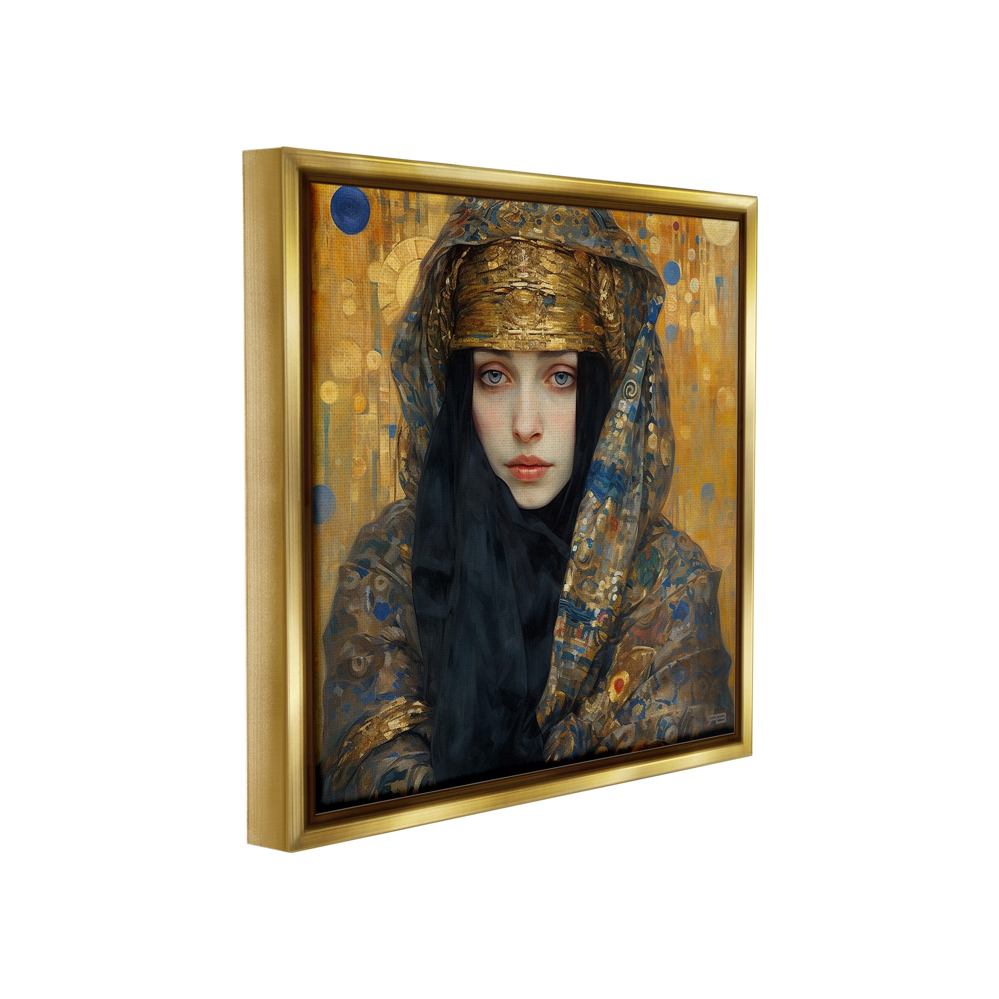 Stupell Industries Woman with Ornate Veil Abstract Painting Gold Floater Framed Canvas Art Print Wall Art, 25 x 25