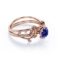 thumbnail image 3 of JeenMata Leaf and Vine - 0.5 TCW Round Cut Lab Created Tanzanite - Solitaire Wedding Ring Set - 18K Rose Gold Plating over Silver, 3 of 6