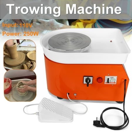 250W 110V 0-300r/Min Inorganic Speed W/ Mobile Foot Pedal Electric Pottery Wheel Machine Ceramic DIY Tool Art Craft For Beginner Kids Toddlers Birthday Gifts Early (Best Electric Sewing Machine For Beginners)