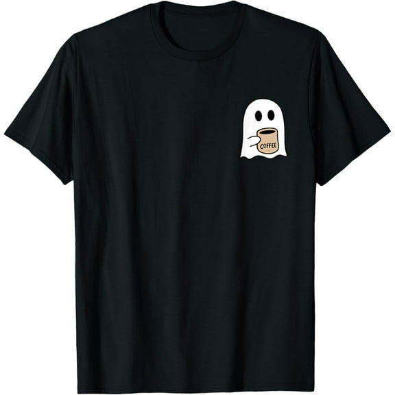 Ghost Drinking Coffee Funny Halloween Costume Coffee Lover T-Shirt100% cotton short-sleeved shirt for both men and women
