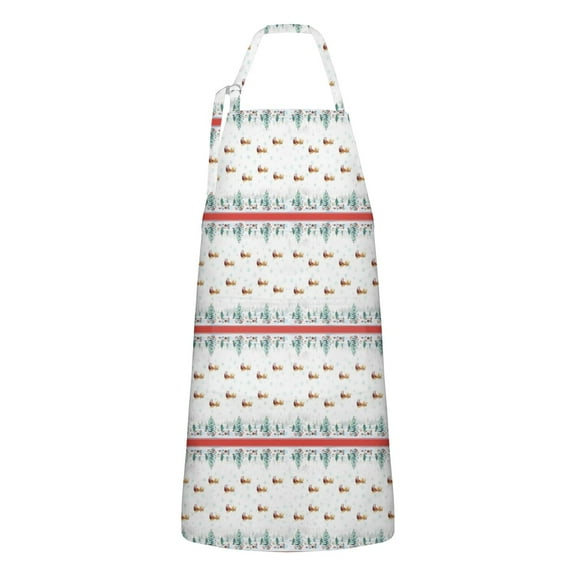 Christmas Tree and Bird Apron-Garden Aprons for Women with Pockets-Cotton Linen Waterproof Kitchen Cooking Gardening Aprons Adjustable for Kitchen,Cooking,BBQ and Salon 32"x27"