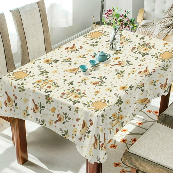 Yayeee Tablecloths 54" x 54" Rectangle Wrinkle Resistant Party Table Cover, Birds Sunflowers