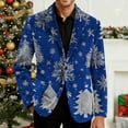 thumbnail image 5 of hlysgo Mens Corduroy Blazers Casual Xmas Print Holiday Party Jacket Ugly Christmas Blazer for Men Slim Fit Snowflake Print Corduroy Suit Jackets Blue L, 5 of 7
