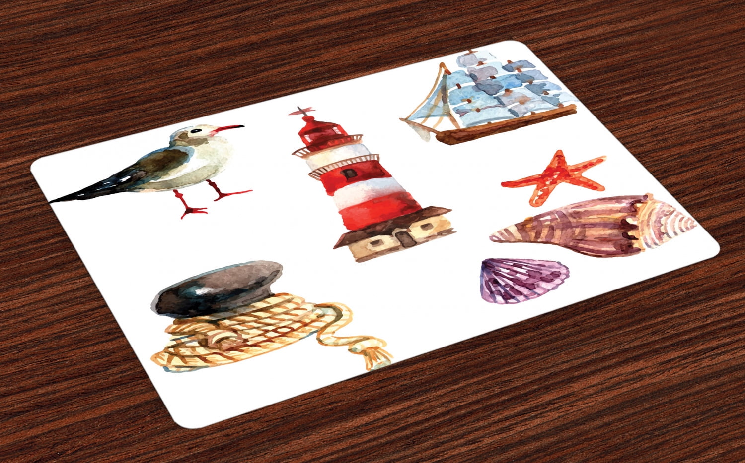 Nautical Placemats Set of 4 Nautical Theme Elements Seagull Boat