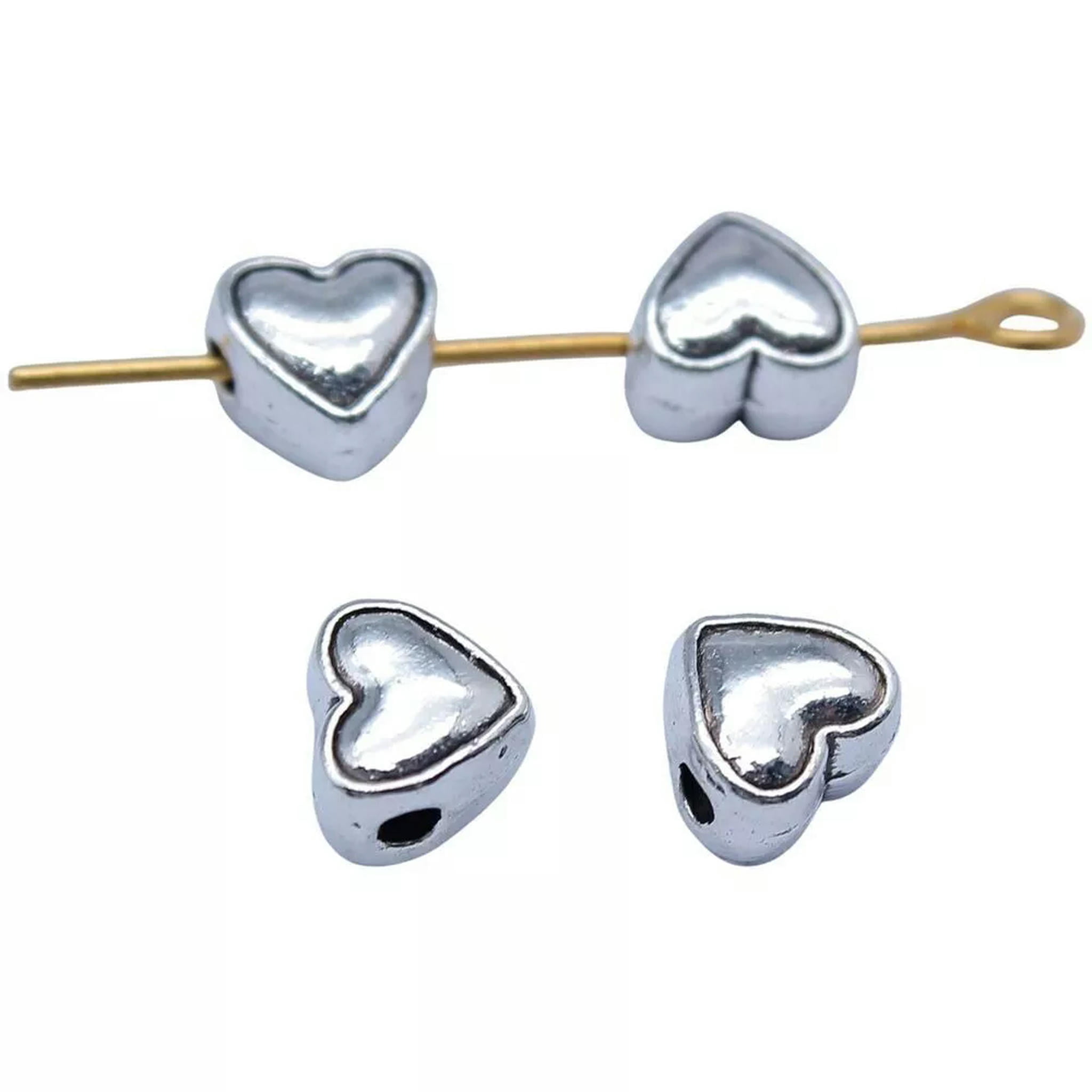 HOOUN 400 Pcs Antique Silver Heart Spacers 6x6MM B16853