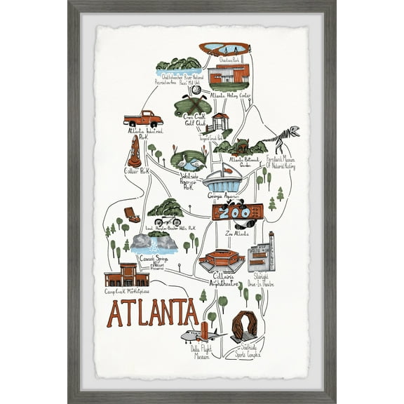 Marmont Hill Illustrated Map of the City of Atlanta Framed Wall Art