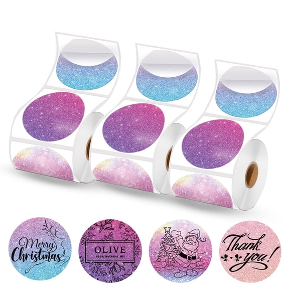 2 x 2 Round Thermal Labels, 2 inch Round Thermal Sticker Labels for Business and Home, for Label Printer, for M110/M220/M221 Label Maker，420 Labels for Printer, Starry Pink Purple