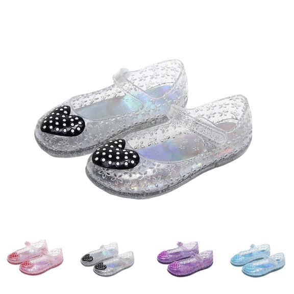 Asxite Toddler Sandals Girl Thick Sole Crystal Closed Toe Jelly Princess Sand Style for Girls Shoes 3-8 Y