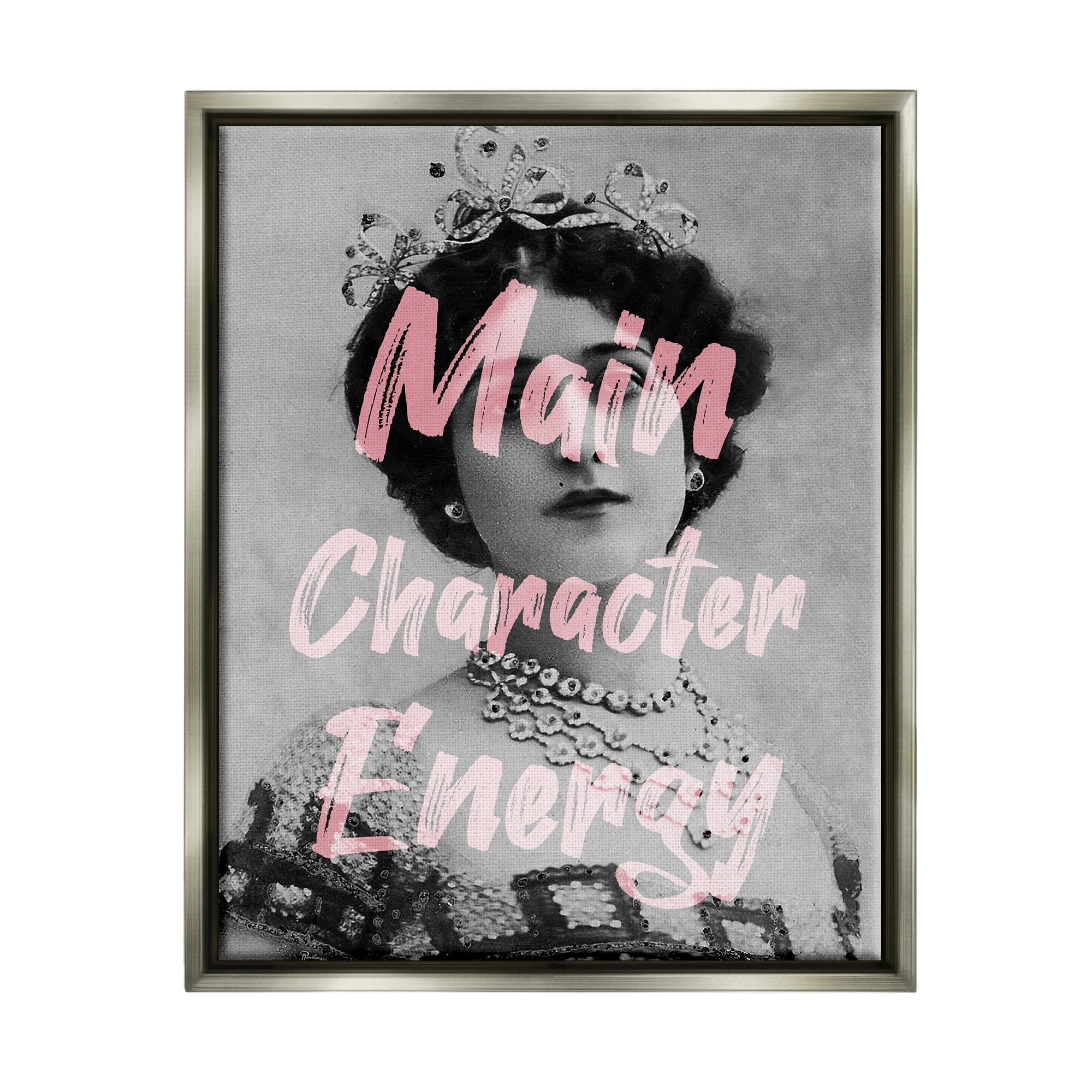 Stupell Industries Main Character Energy Trendy Pink Vintage Photography Graphic Art Luster Gray Floating Framed Canvas Print Wall Art, Design by Daphne Polselli