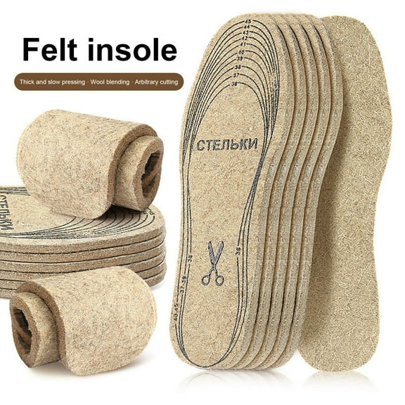 sunsanly Wool Felt Insoles Winter Warm Boot Shoe Insert Insoles for Men Women Foot Pain Relief Inner Soles for Outdoor Sports Work Running