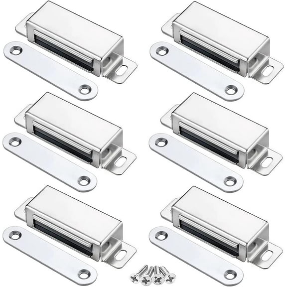 Kitchen Cabinet Magnets Closure ® 6 Pack Cabinet Magnetic Catch Cupboard Door Magnets Heavy Duty 15 lbs Metal RV Drawer Latch Closet Closing Stainless Steel Shutter Hardware -Silver