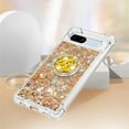 thumbnail image 6 of CCSmaller Glitter Clear Sparkly Bling Case for Google Pixel 7a , Flowing Liquid Quicksand Cover with Diamond Ring Holder Case for Google Pixel 7a LSZ Gold, 6 of 8