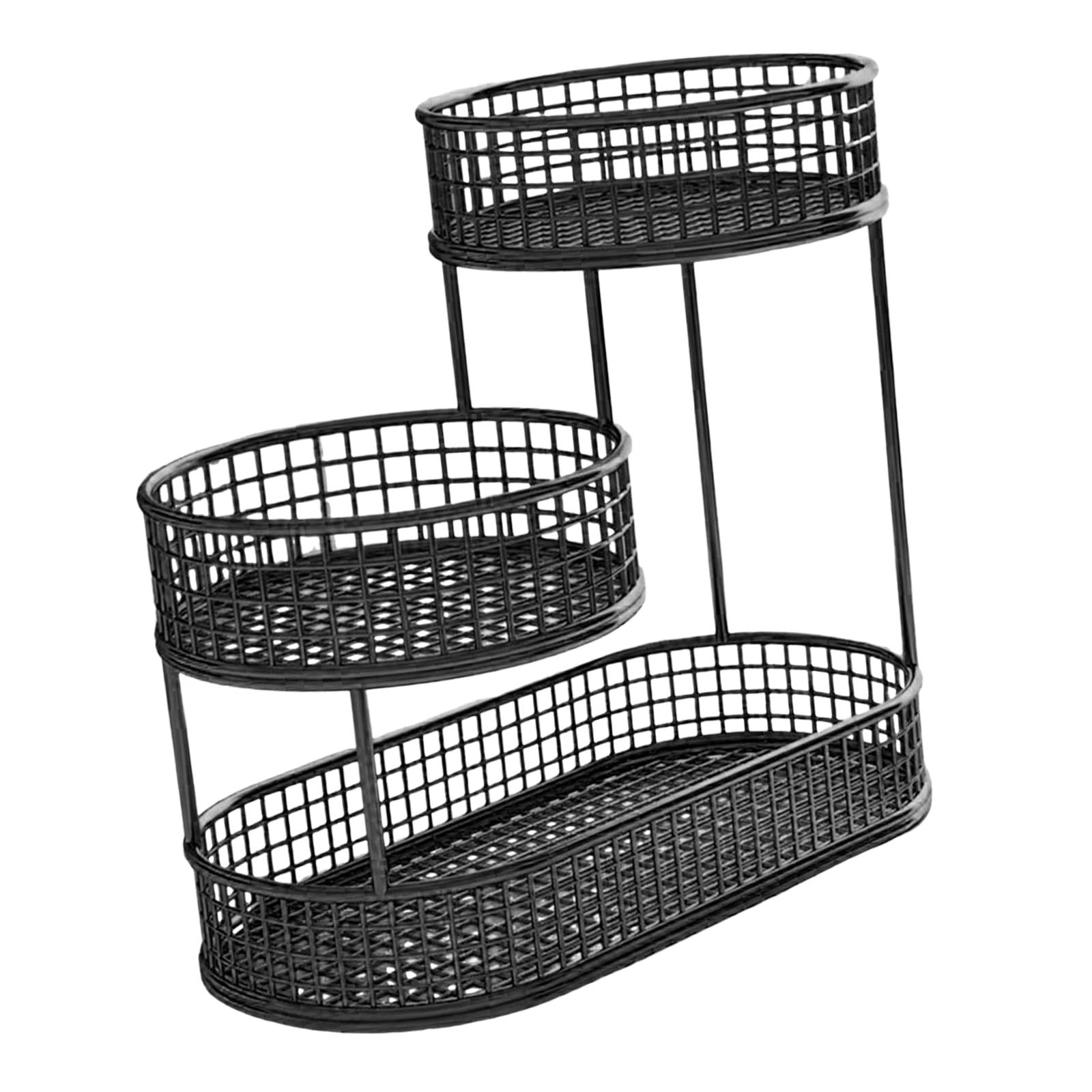 Baoblaze Metal Fruit Basket Serving Stand Wrought Iron Fruit Stand Large Capacity Counter Space Saver Fruits Stand Holder Serving Bowl black
