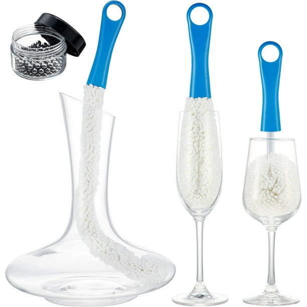 3 Pieces Wine Decanter Cleaning Brush Wine Glass Cleaner Brush Wine Carafe Cleaner Flexible Bottle Scourer Cleaning Brush Tools for Wine Decanter Goblets Champagne Flutes Cups Glasses Blue Walmart