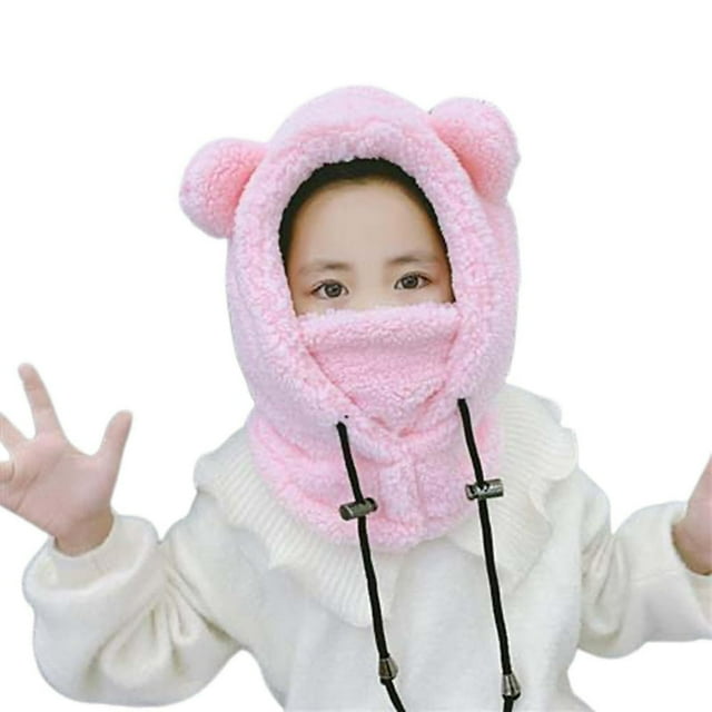 Women Hat Solid Color Ear Autumn Winter Windproof Dome Cap for Riding