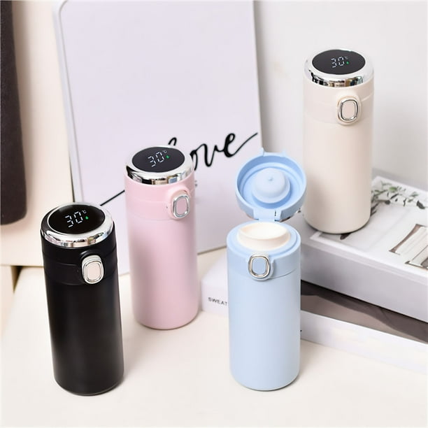 Vaso Termo De Acero Inoxidable Taza térmica de acero inoxidable negro con pantalla de temperatura,tapa de doble capa con aislamiento al vacío,ideal para viajes (1 unidad). Rkxzt