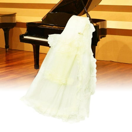 LABSERRON Beige Flower Pattern Lace Piano Cover with European Style for Home Decoration 1Pack 61x45x14in