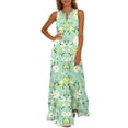 thumbnail image 2 of Nuoqisi Womens Summer Maxi Dress 2026 Casual V Neck Floral Sleeveless Sun Dress Trendy Beach Vacation Long Flowy Dresses, 2 of 8