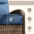 thumbnail image 6 of Jentlehouse Patio Sofa Set,Luxury 6'' Thick 3-Seat Sofa with Ottomans,High Back Outdoor Rattan Couch Set for Balcony Deck Porch, 6 of 11