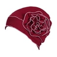 thumbnail image 3 of TISHITA For Ladies Solid Elastic Flower Hat Turban Chemo Cancer Hair Loss Cap Head Wrap wine red, 3 of 8