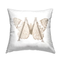 Stupell Industries Butterfly Letter M Square Decorative Printed Throw Pillow, 18 x 18