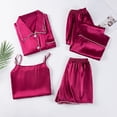 thumbnail image 2 of Seductiva Clearance Sales Women Casual 2 Piece Outfit Satin Pyjamas Women's Short 4 Piece Pyjamas Short Sleeve Sleepwear and Shorts Set Women Sets Leisure Suit Loungewear, 2 of 4