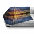 thumbnail image 3 of Lake Soft Flannel Fleece Blanket, Dreamy Sunset Scenery with Reflection on the Lake Dramatic Dusk Twilight, Cozy Plush for Indoor and Outdoor Use, 60" x 80", Blue Pale Orange Yellow, by Ambesonne, 3 of 6