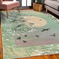 thumbnail image 3 of Birds Decorative Rug, Nature Themed Design of Flying Animals on Bare Branches Sun and Ombre Sky, Quality Carpet for Bedroom Dorm and Living Room, 6 Sizes, Pale Green, by Ambesonne, 3 of 4
