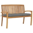 thumbnail image 3 of vidaXL Solid Teak Wood Stacking Garden Bench&Cushion 50.6"/62.6" Multi Colors, 3 of 80