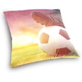 thumbnail image 3 of Soccer Ball On Sunset Velvet Plush Throw Pillow Cushion Case Cover - 18" x 18" - Invisible Zipper Home Decor Floral for Couch Sofa No Pillow Insert, 3 of 5