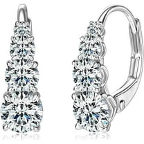 AINUOSHI 4 Stone Moissanite Hoop Earrings, 925 Sterling Silver Lever-Back Earrings for Women