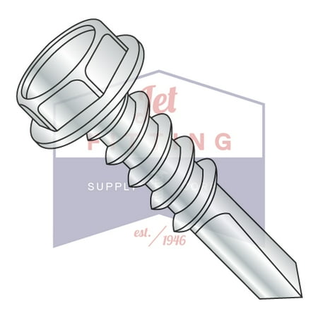 

#12 x 3 Self-Drilling Screws | Unslotted | Hex Washers Head | #5 Drill Pt | Steel | Zinc (Quantity: 1000)