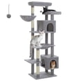 thumbnail image 3 of PEQULTI 69" Multi-Level Cat Tree Cat Tower for Indoor Pet with 5 Scratching Post & Hammock Gray, 3 of 8