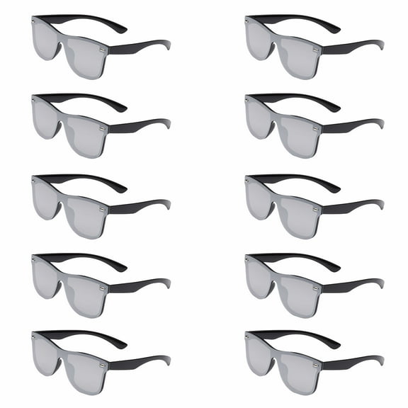 10 Upper Decks Mirrored Sunglasses Pack - Plastic, UV Protection, Lenses UV 400 - Charcoal