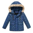 thumbnail image 2 of Girl Winter Coat with Hooded Puffer Jacket Kids Navy Jacket for Girls Full-Zip Long Sleeve Waterproof Girls Thicken Jacket 8-9 Years Winter Coats for Girls, 2 of 8