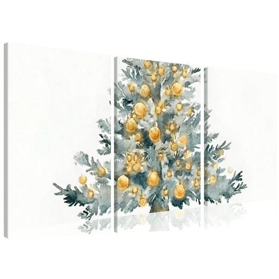 Ullo0ord Set of 3 Framed Christmas Holiday Watercolor Style Vintage Art Posters Retro Country Christmas Tree Painting Canvas Print Farmhouse Maximalism Wall Murals for Dorm12*16inch*3pcs