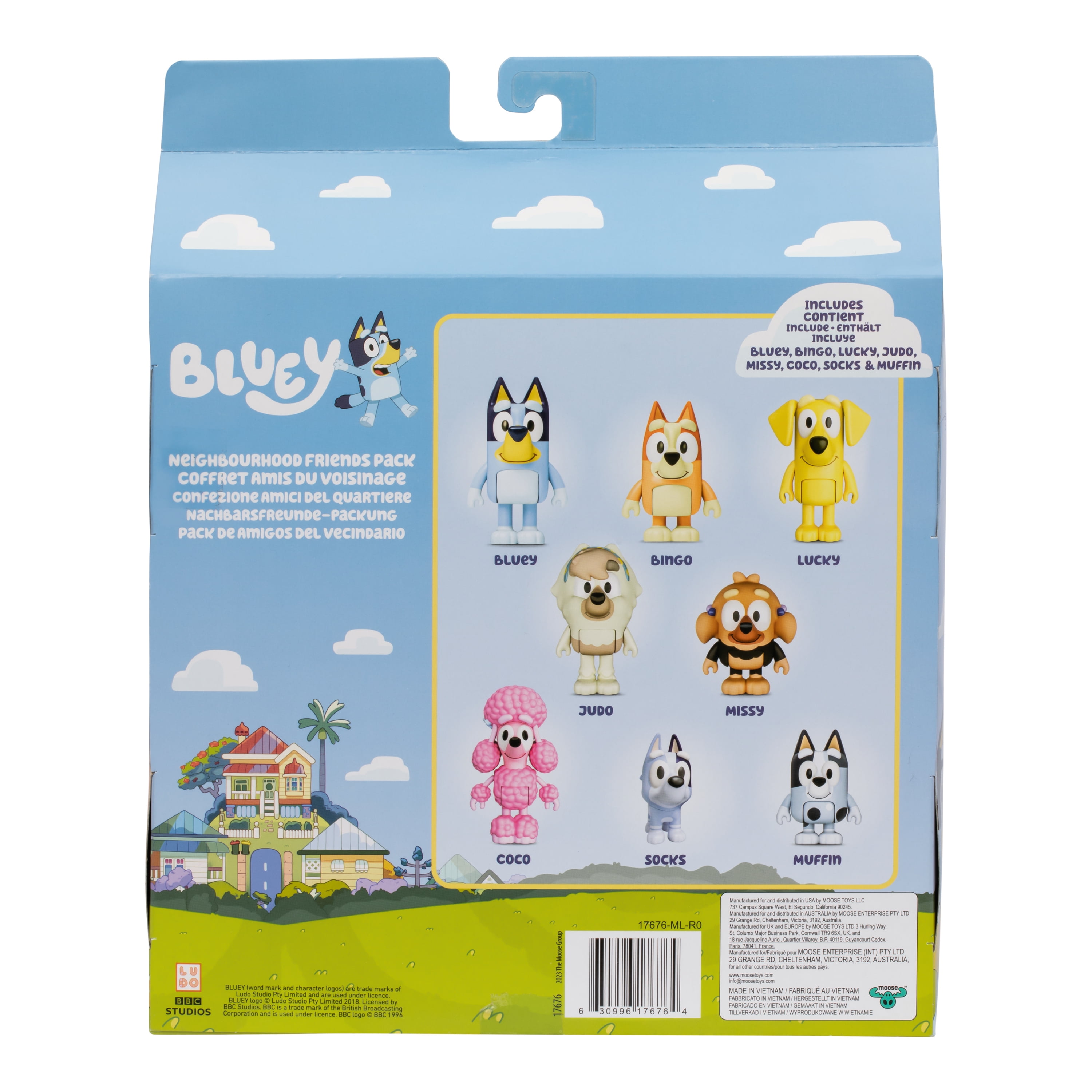 Bluey Neighborhood Friends 8 Pack, 2-2.5 Inch Articulated Figures, Toys for Kids 3-6 Years