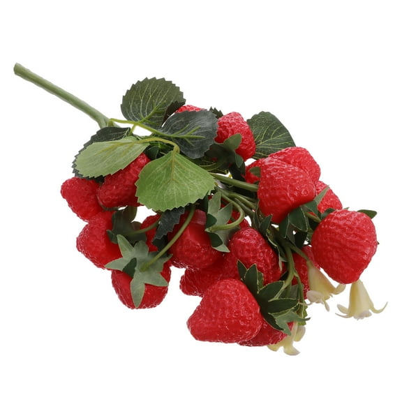 OUNONA Faux Strawberries Cluster with Leaves for Realistic Home Plant Decor and Photo Props