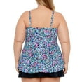 thumbnail image 2 of Swim Solutions Women's Plus Size Printed V-Neck Underwire Tankini Top Dancing Colors, 20W, 2 of 3