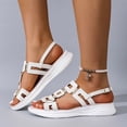 thumbnail image 2 of Dakaela Platform Sandals Women Memory Foam Strappy Orthopedic Wedges Slip on Slides Comfortable Summer Beach Walking Shoes with Back Strap White Size 7.5, 2 of 8