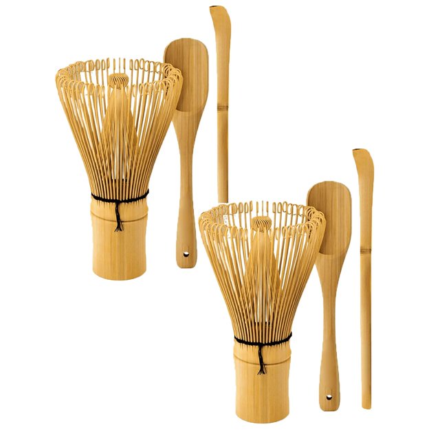 Oleegame 2PC Produce Storage Matcha Whisk Set Matcha Whisk Traditional Scoop Tea Spoon. Handmade From Natural Pink