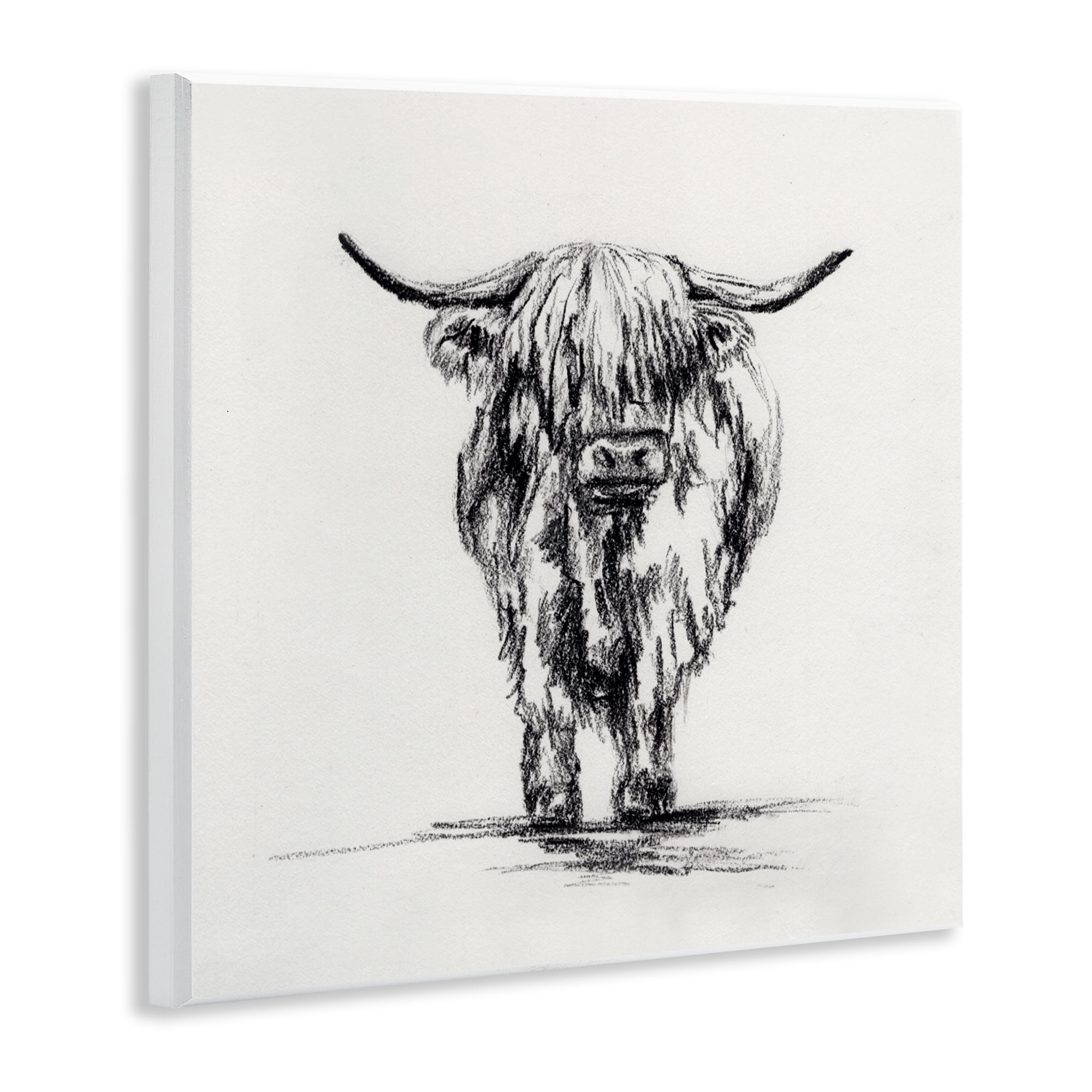 Stupell Industries Highland Cow in Charcoal Wall Plaque Art, design by Leah Noel Art