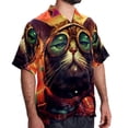 thumbnail image 2 of Retro Cat Men's Short Sleeve Beach Button Down Casual Printed Summer Shirts - Unisex, 2 of 6