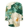 thumbnail image 5 of HLKJKLS Long Sleeve Shirts For Women 3/4 Sleeve Spring Print Round Neck Loose T Shirt Fashion Polyester Spandex Casual Green S-3Xl, 5 of 7