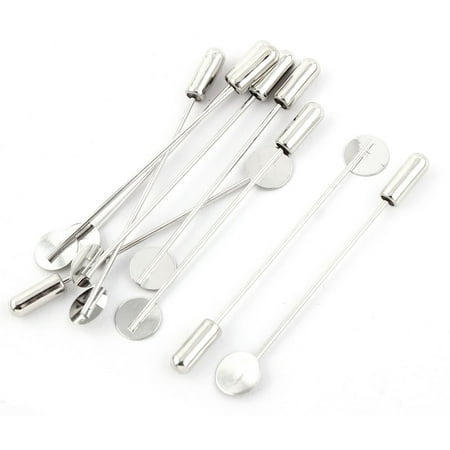Gold Tone Stick Pin - Tie Hat Scarf Round Shape Needle Brooch Stick Pins Silver Tone 5.4cm Length 8pcs
