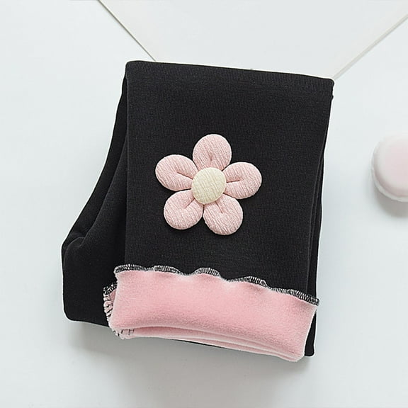 Spazoro Toddler Kids Girls Sweatpants, Fall Winter Loose Cute Print Casual Pants for Little Girls Black Size 4-5T