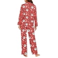 thumbnail image 4 of Garronmavis Christmas Women Pajama V Neck Long Sleeve Shirt and Pants Set Breathable Sleepwear Lightweight Loungewear Winter Nightwear, Red Santa Claus, 4 of 7