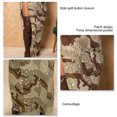 thumbnail image 2 of Falda larga de camuflaje del desierto XL de moda, cintura alta, abertura en el muslo, detalle de botones y bolsillos, 2 of 8